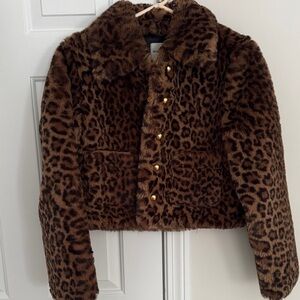 Maeve Brown Leopard Print Puffer Jacket